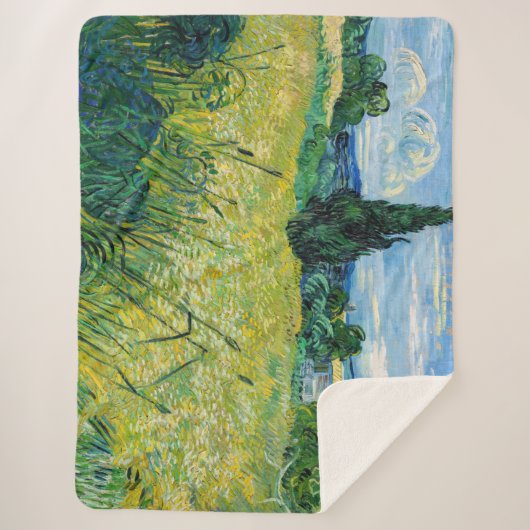 Vincent van Gogh - Green Wheat Field met Cypress Sherpa Deken (Voorkant)