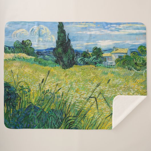 Vincent van Gogh - Green Wheat Field met Cypress Sherpa Deken (Voorkant (horizontaal))