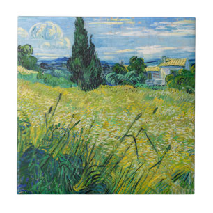 Vincent van Gogh - Green Wheat Field met Cypress Tegeltje
