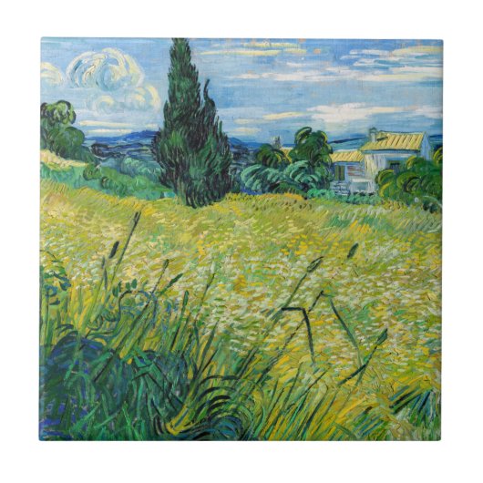 Vincent van Gogh - Green Wheat Field met Cypress Tegeltje (Voorkant)