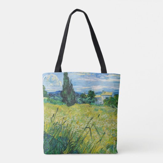 Vincent van Gogh - Green Wheat Field met Cypress Tote Bag (Achterkant)