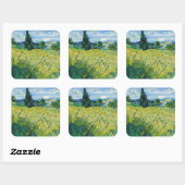 Vincent van Gogh - Green Wheat Field met Cypress Vierkante Sticker (Vel)