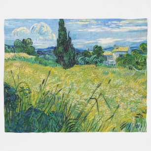 Vincent van Gogh - Groen korenveld met cipres Fleece Deken