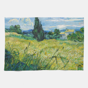 Vincent van Gogh - Groen korenveld met cipres Theedoek