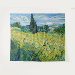 Vincent van Gogh - Groen korenveld met cipres Wandkleed