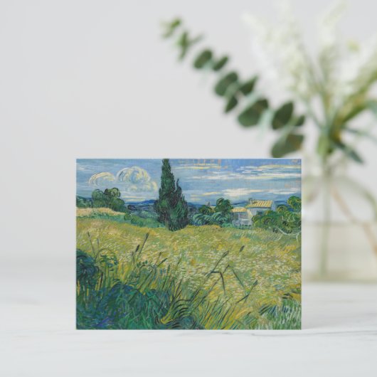 Vincent van Gogh, Groen tarweveld met cipres Briefkaart (Staand voorkant)