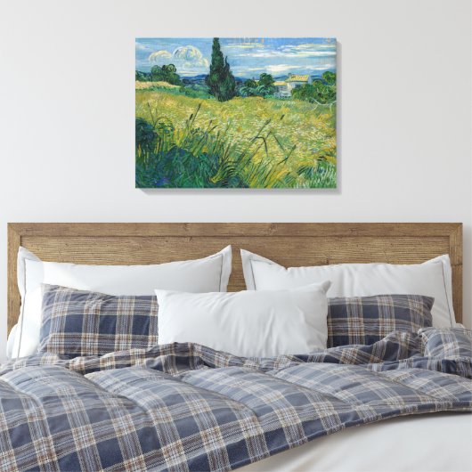 Vincent van Gogh, Groen tarweveld met cipres Canvas Afdruk (Insitu (Slaapkamer))