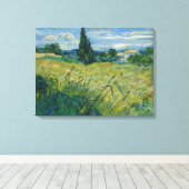 Vincent van Gogh, Groen tarweveld met cipres Canvas Afdruk (Insitu (Houten vloer))