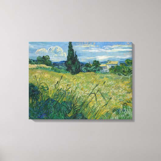 Vincent van Gogh, Groen tarweveld met cipres Canvas Afdruk (Voorkant)