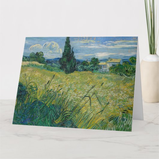 Vincent van Gogh, Groen tarweveld met cipres Kaart (Voorkant)