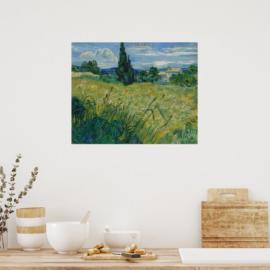 Vincent van Gogh Groen Tarweveld met Cypress Poster (Keuken)