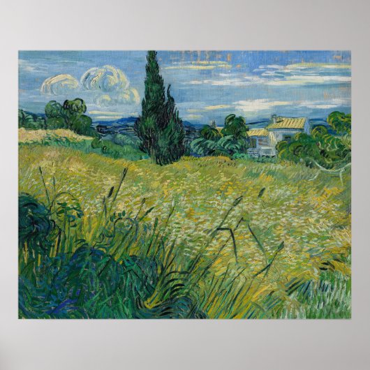 Vincent van Gogh Groen Tarweveld met Cypress Poster (Voorkant)