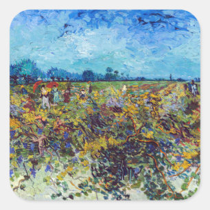 Vincent van Gogh - Groene Wijngaard Vierkante Sticker
