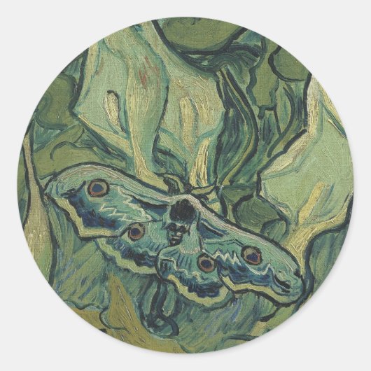 Vincent van Gogh - Groot Pauwoogje Ronde Sticker (Voorkant)