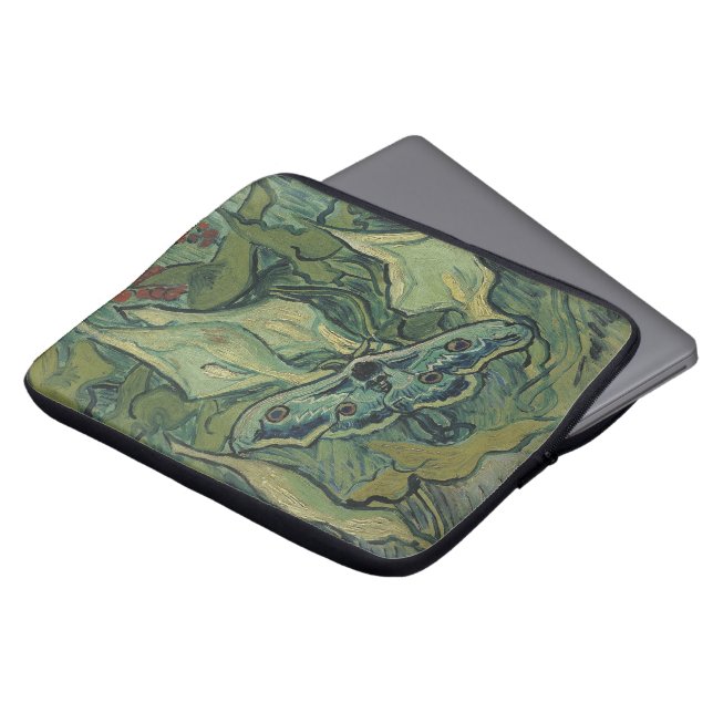 Vincent van Gogh - Grote Pauw Moth Laptop Sleeve (Voorkant top)