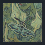 Vincent van Gogh - Grote Pauw Moth Vierkante Klok<br><div class="desc">Great Peacock Moth (1889) van Vincent van Gogh is een beeldende kunst stilleven post impressionisme natuur schilderij. Een insect, de Emperor Moth, in een voorjaarstuin met Calla Lily-bloemen en andere planten. Van Gogh noemde het een 'doodshoofdmot' en schilderde een schedel op de achterkant van zijn lichaam. Over de kunstenaar: Vincent...</div>