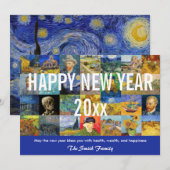 Vincent van Gogh - Happy New Year Patchwork Feestdagenkaart (Voorkant / Achterkant)