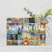 Vincent van Gogh - Happy New Year Patchwork Feestdagenkaart (Staand voorkant)