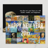 Vincent van Gogh - Happy New Year Patchwork Feestdagenkaart (Voorkant / Achterkant)