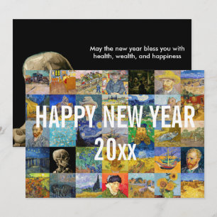 Vincent van Gogh - Happy New Year Patchwork Feestdagenkaart