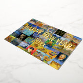 Vincent van Gogh - Happy New Year Patchwork Holida Folie Feestdagenkaart (Gedraaid)