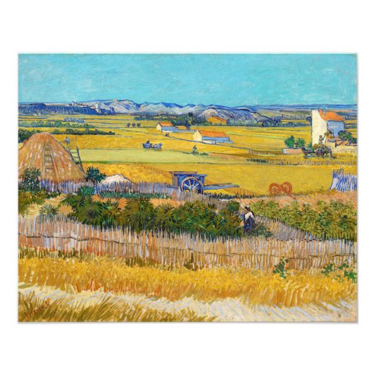Vincent van Gogh - Harvest in La Crau Foto Afdruk (Voorkant)