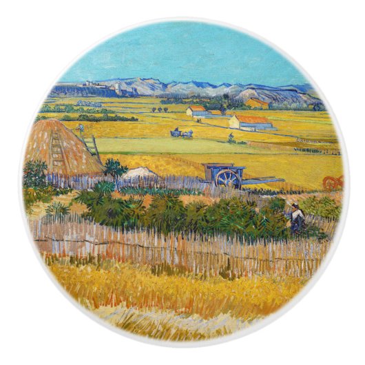 Vincent van Gogh - Harvest in La Crau Keramische Knop (Voorkant)