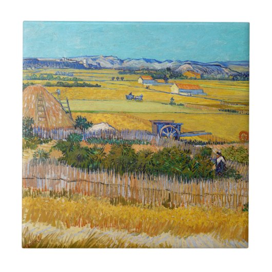 Vincent van Gogh - Harvest in La Crau Tegeltje (Voorkant)