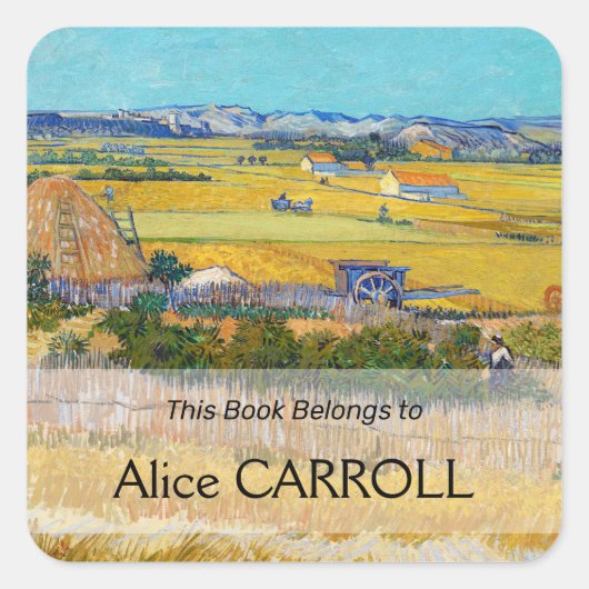 Vincent van Gogh - Harvest in La Crau Vierkante Sticker (Voorkant)