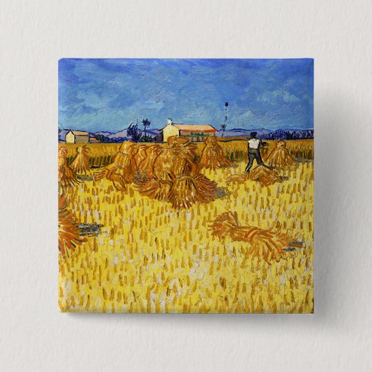 Vincent van Gogh - Harvest in Provence Vierkante Button 5,1 Cm (Voorkant)