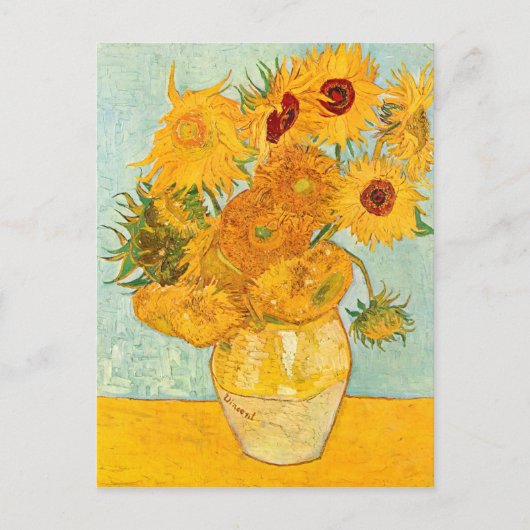 Vincent Van Gogh heeft twaalf zonnebloemen in een Briefkaart (Voorkant)