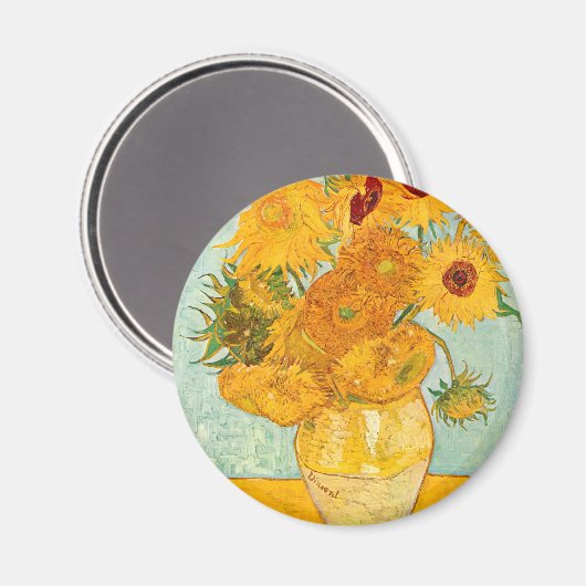 Vincent Van Gogh heeft twaalf zonnebloemen in een Magneet (Voorkant / Achterkant)