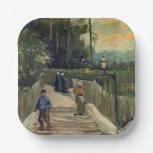 Vincent van Gogh - Hellend pad in Montmartre Papieren Bordje
