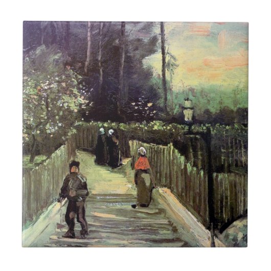 Vincent Van Gogh - Hellend pad in Montmartre Tegeltje (Voorkant)