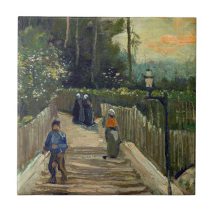 Vincent van Gogh - Hellend pad in Montmartre Tegeltje