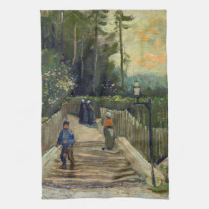 Vincent van Gogh - Hellend pad in Montmartre Theedoek