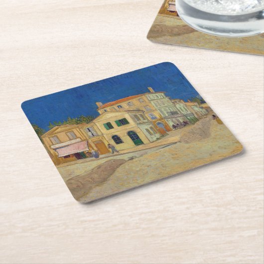 Vincent van Gogh - het Gele Huis / De straat Kartonnen Onderzetters (Schuin)