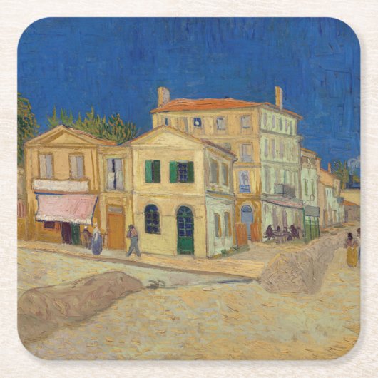 Vincent van Gogh - het Gele Huis / De straat Kartonnen Onderzetters (Voorkant)