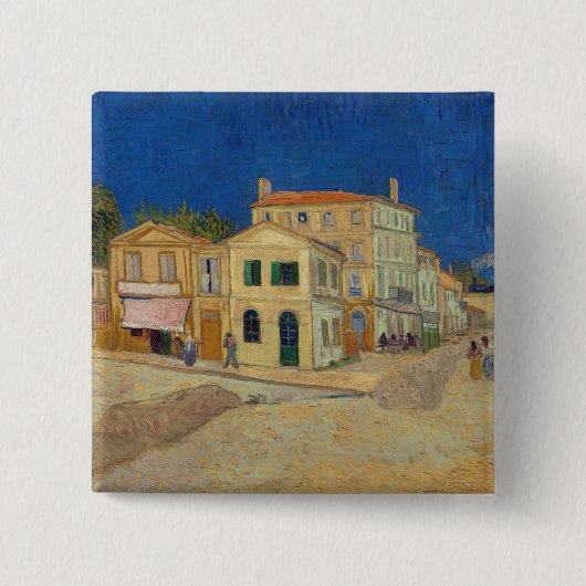 Vincent van Gogh - het Gele Huis / De straat Vierkante Button 5,1 Cm (Voorkant)