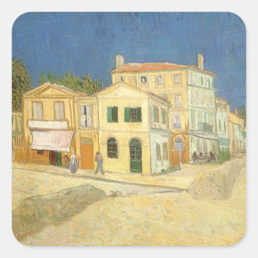 Vincent van Gogh - Het gele huis (de straat) Vierkante Sticker (Voorkant)