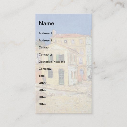 Vincent Van Gogh - het Gele Huis - Fine Art Visitekaartje (Voorkant)