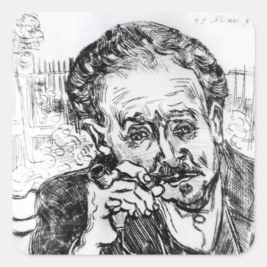Vincent van Gogh | Het Man met de pijp Vierkante Sticker (Voorkant)