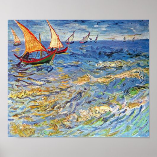 Vincent van Gogh - het Zee in Saintes Maries Poster (Voorkant)