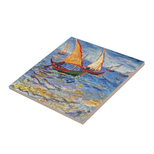 Vincent van Gogh - het Zee in Saintes Maries Tegeltje (Zijkant)