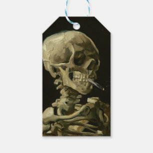 Vincent Van Gogh hoofd van een skelet met Sigarett Cadeaulabel