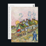 Vincent van Gogh - Houses en Afbeelding Briefkaart<br><div class="desc">Houses and Figuur / Getatched Cottages in the Sunshine Reminiscence of the North - Vincent van Gogh,  1890</div>