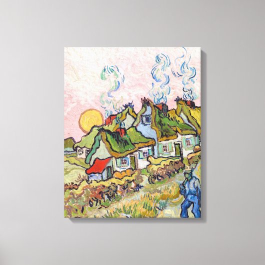 Vincent van Gogh - Houses en Afbeelding Canvas Afdruk (Voorkant)