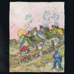 Vincent van Gogh - Houses en Afbeelding Fleece Deken<br><div class="desc">Houses and Figuur / Getatched Cottages in the Sunshine Reminiscence of the North - Vincent van Gogh,  1890</div>