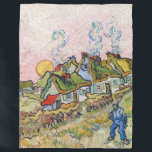 Vincent van Gogh - Houses en Afbeelding Fleece Deken<br><div class="desc">Houses and Figuur / Getatched Cottages in the Sunshine Reminiscence of the North - Vincent van Gogh,  1890</div>