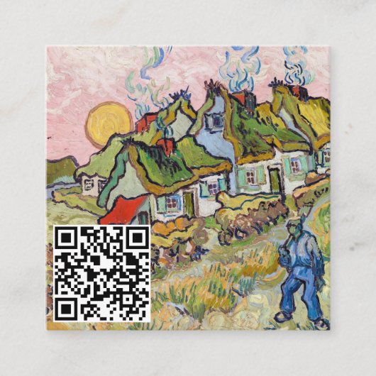 Vincent van Gogh - Houses en Afbeelding - QR-code Vierkante Visitekaartje (Voorkant)
